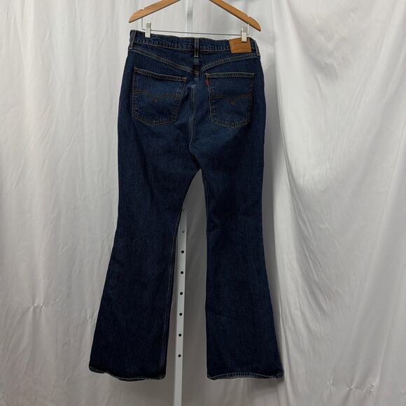 Levi's Premium 70's High Flare Jeans Womens 33 x 34 Dark Wash Blue Denim - Picture 11 of 11
